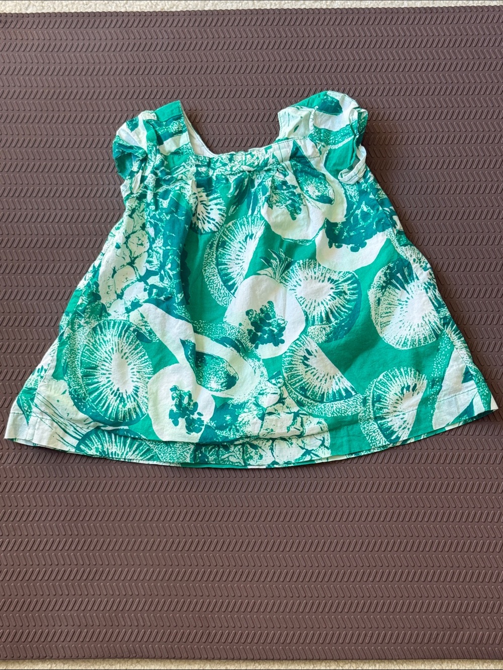 GAP Green and White Tropical Floral Puff-Sleeve Top